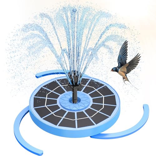 AISITIN Solar Springbrunnen für Außen Verbessert 2025, 3,5W Solar Schwimmender Fontäne Pumpe mit Verschiedene Sprüh Effekten, Solarbrunnen für Draussen mit BlauGlasscheibe für Garten,Teich,Vogelbad von AISITIN