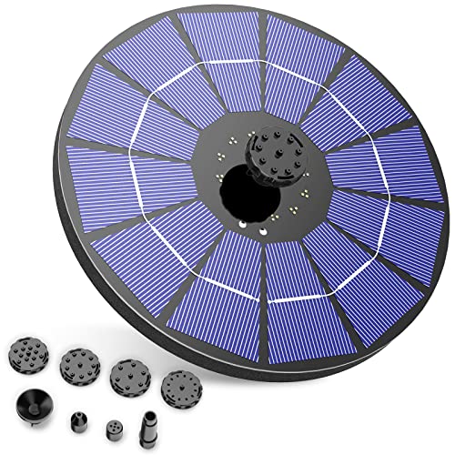 AISITIN Springbrunnen mit 3.5W Solar Panel, Teichpumpe Eingebaute 1500 mAh Batterie Wasserpumpe Schwimmender Fontäne Pumpe mit 6 Fontänenstile für Garten, Vogel-Bad, Fisch-Behälter von AISITIN