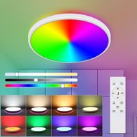 Aiskdan - LED-Deckenlampe 24W rgb dimmbar, 2520lm mit Fernbedienung 2700K-6500k, IP44 Wasserdicht Ideal für Bad, Schlafzimmer, Wohnzimmer, Küche von AISKDAN