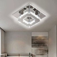 Aiskdan LED-Deckenleuchte Kristall 3000K Kronleuchter quadratisch Wohnzimmer integriert Kronleuchter Küche LED-Deckenleuchte Crystal modern Edelstahl von AISKDAN