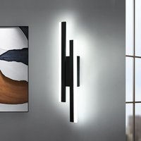 Aiskdan - led Innenwandleuchte, 16W 1800LM, Moderne Acryl Wandleuchte für Schlafzimmer, Wohnzimmer, Flur, Treppe, 6500K, Kaltweißes Licht (Schwarz) von AISKDAN