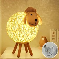 Aiskdan - LED-Nachtlicht, kreative Tischlampe aus Schaf-Rattan, USB-Nachtlampe mit Projektion für die Augenpflege für Kinderzimmer von AISKDAN