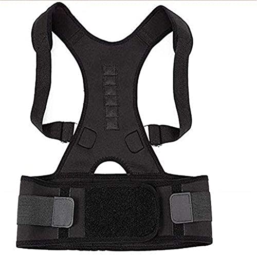 AISNXOQI Männliche weibliche einstellbare Magnetposition Korrektur Korsett Rückenlader Rückengürtel Lumbalstütze Gerade Korrektur (Farbe: Schwarz, Größe: Mittel) Werkzeuge von AISNXOQI
