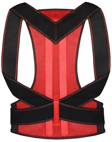 AISNXOQI Weibliche männliche Haltung Korrektor Einstellbarer Rückenstütze Nylon elastische Schulter -Rücken -Klammer Korsett Rückengürtel (Farbe: Rot, Größe: XL Code) Tools von AISNXOQI