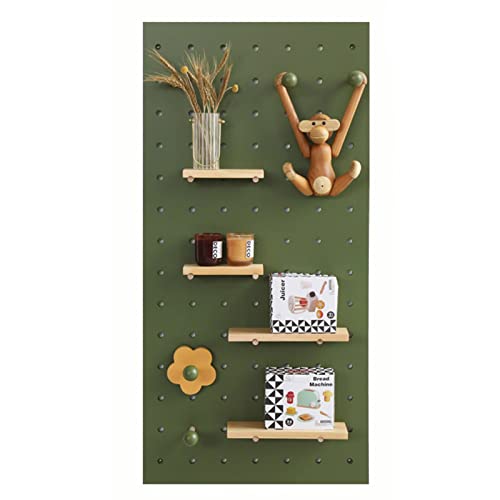 Großer Holz-Stecktafel-Ausstellungsständer für Bastelraum/Zuhause/Schlafzimmer, an der Wand montierte, modulare Präsentationsorganisation, Aufbewahrungssets mit 4 Regalen und Haken (Farbe: Grün) von AISNXOQI