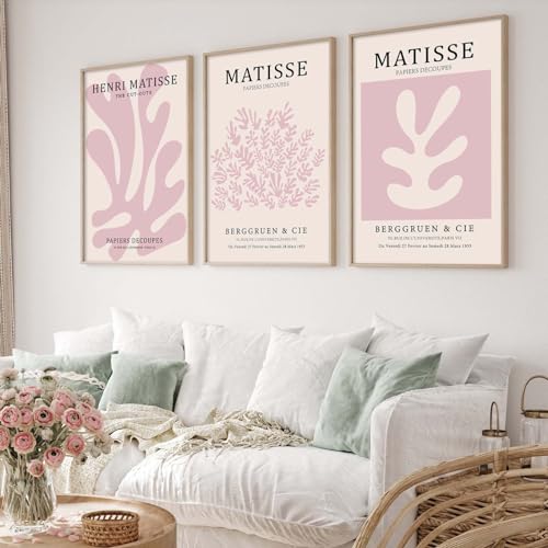 Pink Matisse Wandkunstdrucke Matisse Abstrakte Wandkunst Blush Pink Ausstellungsposter Henri Matisse Blattdruck Rosa Blumenmarkt Poster für Zimmer Minimalistische Henri Matisse Wandkunst 40,6 x 61 x von AISSPINGET