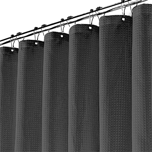 AITACK Waffel Stoff Textil Duschvorhang 240x200cm Wasserabweisend Anti-Schimmel Waschbar Badezimmervorhang Dunkelgrau 180x200cm von AITACK