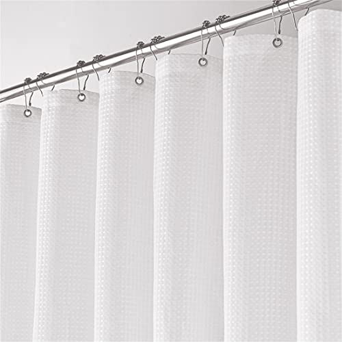 AITACK Waffel Stoff Textil Duschvorhang 240x200cm Wasserabweisend Anti-Schimmel Waschbar Badezimmervorhang Weiß 150x200cm von AITACK