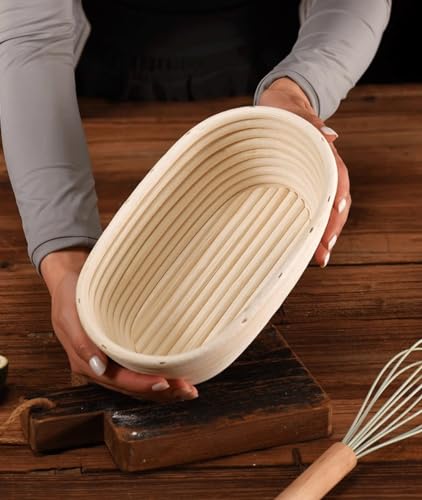 Schönes Gärkörbchen Mit Waschbarem Leineneinsatz Brot Banneton Gärkorb Gärkorb Set, Rundes Gärkorb Zum Brotbacken Aus Natürlichem Rattan (Size : Oval 21cm) von AITAF