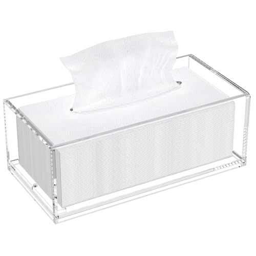 AITEE Acryl Kosmetiktücherbox: 25×13×9 cm Klarer Tücherbox mit Magnetabdeckung für Esszimmer Badezimmer Schlafzimmer Büro Couchtisch Auto von AITEE