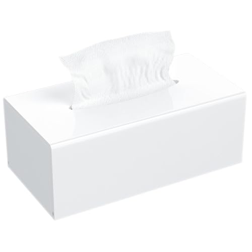 AITEE Acryl Kosmetiktücherbox: 25×13×9 cm Weiß Tücherbox mit Magnetabdeckung für Esszimmer Badezimmer Schlafzimmer Büro Couchtisch Auto von AITEE