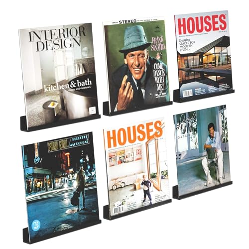 AITEE Vinyl Wandhalterung: 6 Pack Schwarz Acryl Schallplatten Wandhalterung 30,5 x 4,3 x 4,3 cm für Platten und Fotos von AITEE
