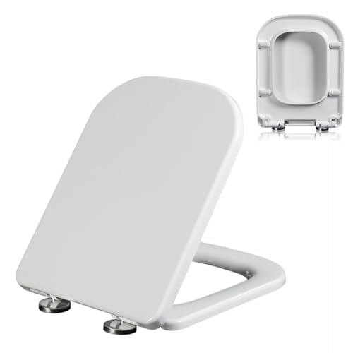 04b, quadratischer Toilettensitz Harnstoff Formaldehyd langsamer enger Toilettensitz mit 360 ° verstellbarem Metallscharnier, One-Click von AITEKODVG