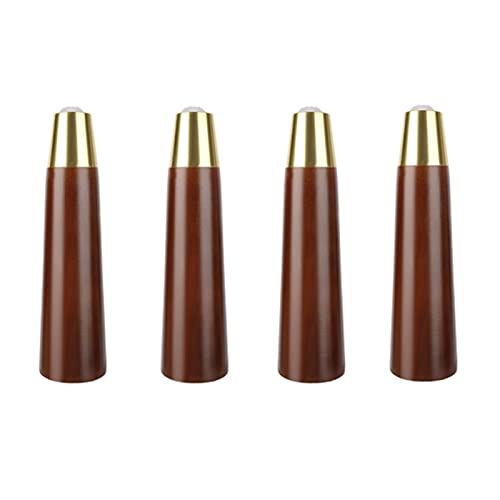 4 PCs Holzmöbel Bein, schwarzes konisches Sofa Bein Esstisch/Couchtisch/Stuhl/Schrankstütze Holzfüße, mit nordischer Basisabdeckung mit Messing, verschiedene Größen (Farbe: Walnuss, Größe: 20 cm) von AITEKODVG