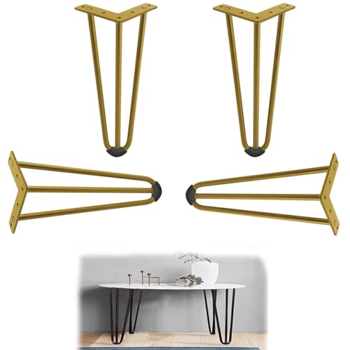 40 cm Haarnadelstischbeine mit Schrauben stark 500 kg Gewichtskapazität Gold Finish für Moderne Möbel 80 cm Länge verfügbar von AITEKODVG