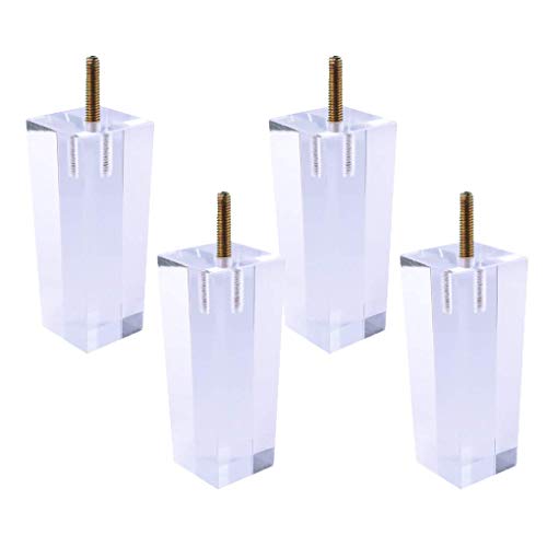AITEKODVG 4 Stcs klare Acrylquadrat Möbel Beine DIY Ersatz Füße für Sofa Schrank Tischschrank Moderne Glasfüße für Bücherregal Kaffeebar Stuhl Stuhl von AITEKODVG