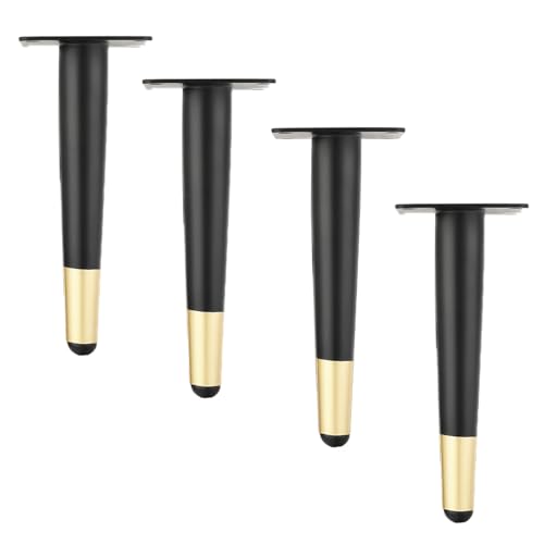AITEKODVG 4pcs Edelstahlbeine Möbel Füße, Bettbeine Küchenschrank Füße, Couchsofa Beine Set Kleiderschrank Fuß für Schrank Arbeitstop Couchtisch (Größe: 55 cm, Farbe: Schwarz Gold) von AITEKODVG
