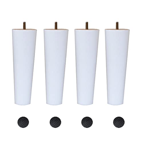 AITEKODVG 4pcs Massivholzmöbel Beine M8 Bolt Tapered Sofa Beine Ersatz Weiß (12 cm/4,7 Zoll) für Bettschrank Couch Schrank Sessel Tischschreibtisch von AITEKODVG