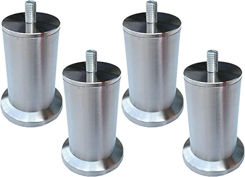 AITEKODVG Edelstahlmöbel Beine Set aus 4 Metallsofa Füße Ersatzbein für Bett Couchtisch TV -Schrank Ottoman Silber Finish umfasst M8 Schrauben 5,8 cm/2,28 Zoll Höhe von AITEKODVG