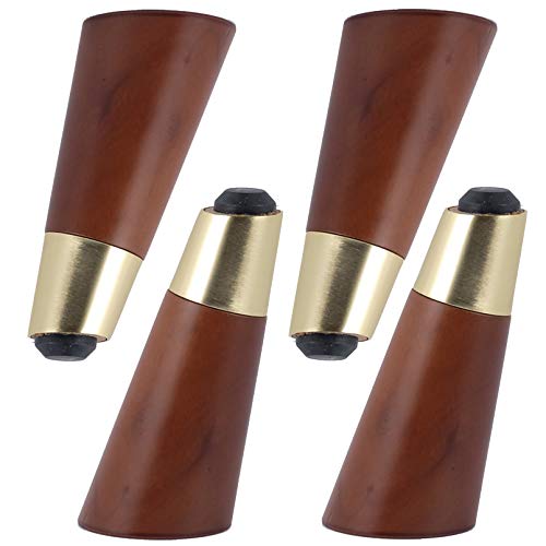 AITEKODVG Eukalyptus Holzmöbel Beine Feste Holzschrankbett Sofa Tisch Schrankbeine mit Montageplattenschrauben Messing Basis Walnuss -Finish (150 mm Neigung) von AITEKODVG