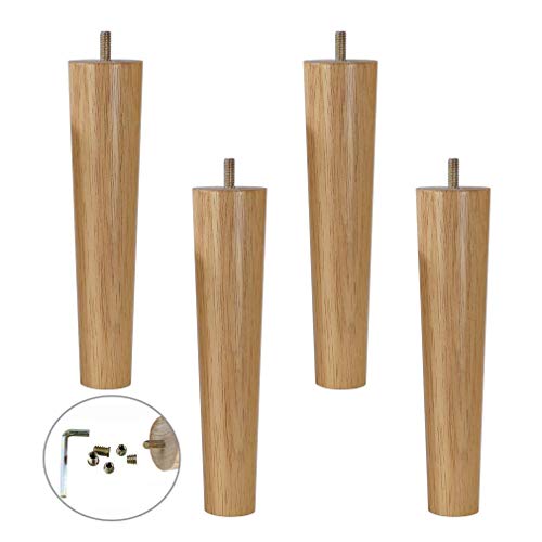 AITEKODVG Feste Eichenmöbel Beine Set aus 4 zylindrischen Sofa -Beinen für Küchenschrankbett Stuhl natürliche Holz Finish (4,7 Zoll / 12 cm) von AITEKODVG