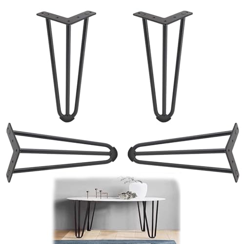 AITEKODVG Haarnadel -Tischbeine 29,5 Zoll Set von 4 Metallmöbeln Beinen mit 1100 Pfund Kapazität Schwarze Haarnadelbeine für Tischeschalter und Bänke enthalten Schrauben zur einfachen Installation von AITEKODVG
