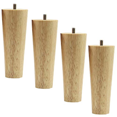 AITEKODVG Massivholzmöbel Beine Set aus 4 Gummiholz -Holz -Kegelsofa Füße Holz Ersatz Couchtisch Bein mit M8 -Gewindestangenholzfarbe (gerade 8 cm) von AITEKODVG