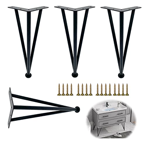 AITEKODVG Metallmöbel Beine Set EIN verstellbares Hochleistungs -DIY -Ersatzbeine für Sofa Couchtisch Esstisch Schrank Haarnadel Design Silber Finish enthalten Schrauben von AITEKODVG