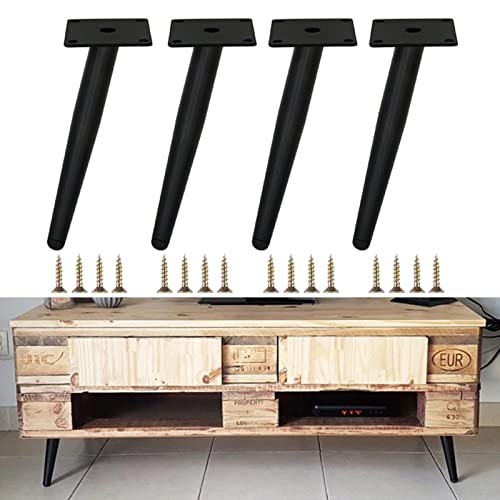 AITEKODVG Metallmöbel Beine Set von 4 schrägen konischen Schrankstütze Füße DIY Ersatzteile für Tischbett Couch Schrank Stuhl Ottoman Schreibtisch (55 cm/21,65 Zoll matt schwarz) von AITEKODVG