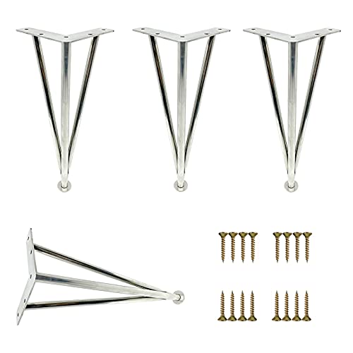 AITEKODVG Metallmöbel Beine verstellbare DIY -Ersatzbeine für Sofas Kaffeetische und Schränke Haarnadeldesign mit Schrauben Silber Finish von AITEKODVG