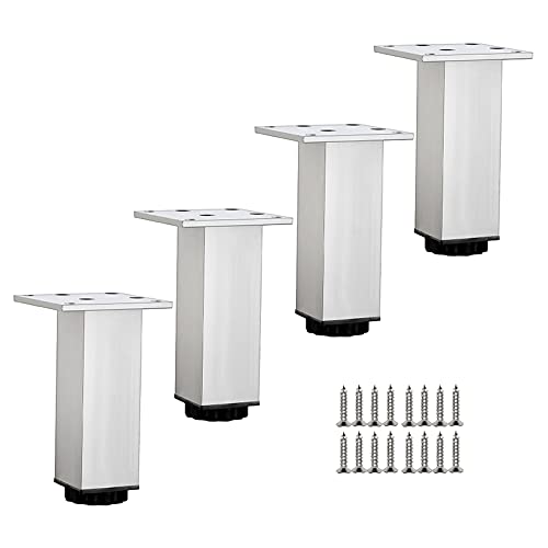 AITEKODVG Metallmöbel Beine verstellbare Höhe Schranktisch Sofa Beine 4 Pack Aluminiumlegierung Ersatzstütze Füße für Badezimmer/Küchenmöbel Schwarzes Finish mit Schrauben von AITEKODVG