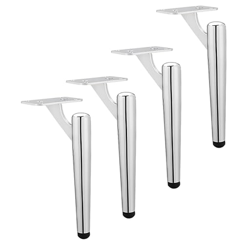 AITEKODVG Metalltisch -Beine Set aus 4 runden Rohrmöbelbeinen für Sofa -Badezimmerschrank und Arbeitsplatte Montage Chrom Finish 15 cm/6 Zoll Höhe von AITEKODVG