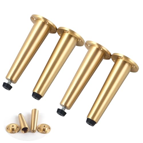 AITEKODVG Moderne verstellbare Metallmöbel Beine Set von 4 Messingschrank Bein Sofa Tischfüße für Schrankgarderobe TV -Stand Nachttisch 7in Höhe von AITEKODVG