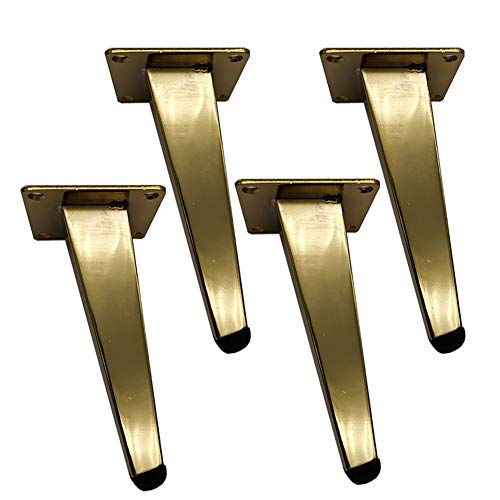 AITEKODVG Möbelbeine in goldenem Metall 5/6/7 Zoll, schräge Quadratschrankbeine, Möbelstützbeine für Sofa, Couchtisch, Fernsehschrank, 4 -Set 4 von AITEKODVG