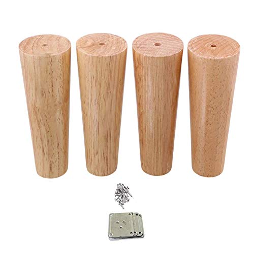 AITEKODVG Runde Massive Holzmöbelbeine, Ersatzbeine, Holzfarbe verjüngte zuverlässige Holzmöbelschränke Beine, perfekt für modernes/großes Sofa, Bett, Couchtisch (8 cm) von AITEKODVG