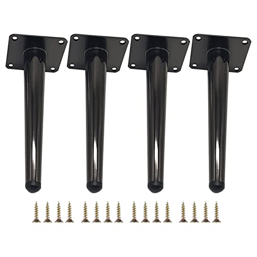 AITEKODVG Set von 4 glatten Metallmöbeln Beinen, verjüngter Stütze TV -Schrankfüße, DIY -Ersatzteile für Sofa -Tisch -Couchschrank -Sessel Ottomane (15 cm/5,91in, Schießschwarz) von AITEKODVG