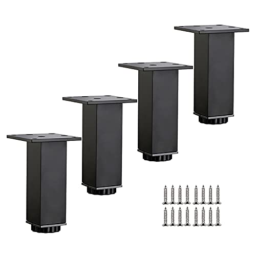 AITEKODVG Verstellbare Höhe Metallmöbel Beine Set aus 4 schwarzen Aluminiumlegierung Ersatzbeinen mit Schrauben für Sofa Schrankbad und Küchenstütze AITEKODVG Verstellbare Höhe Metallmöbel Beine Set aus 4 schwarzen Aluminiumlegierung Ersatzbeinen mit Schrauben für Sofa Schrankbad und Küchenstütze von AITEKODVG
