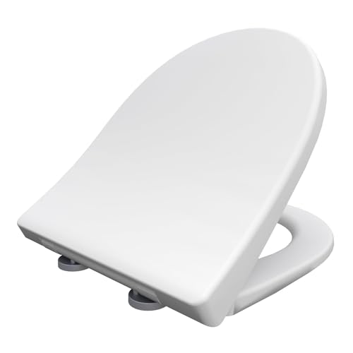 D Form Weiche enge Toilettensitz. Top -Toilettensitz mit Schnellverkaufsklick & Clean -Technologie. Weißer Toilettensitz mit Stahlscharnieren, D-Form, 380 * 480 mm von AITEKODVG
