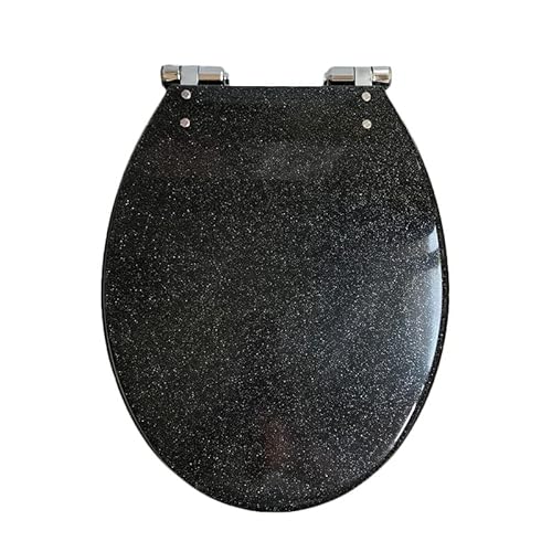 Dryfal Farkly Harz Toilettensitz, ovaler Toilettensitz, Glitzer -Toilettensitz verdicken Toilettensitz, langsamer enger Badezimmertoilettendeckel, leicht zu reinigen und zu installieren (Gold, von AITEKODVG