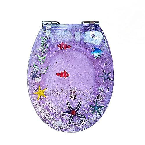 Dryfal Glitzer Toilettensitz Soft Nahe Top Fix/Blind Loch Fix/Standard Fix Toilettensitz, Harz -Toilettensitz mit funkelnem Glitzer, Schnellfreisetzungsscharnier, Lila von AITEKODVG