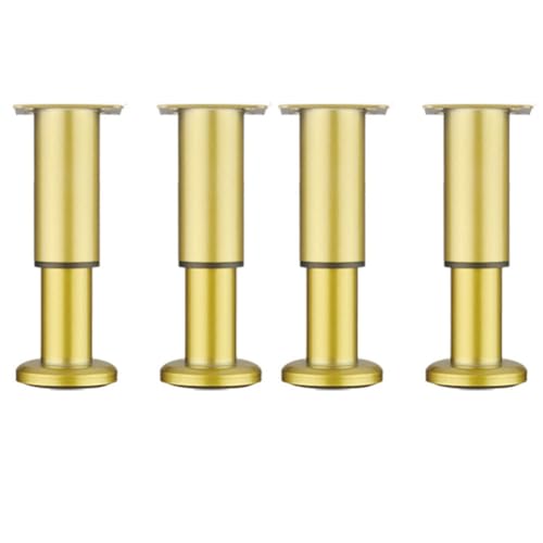 Einstellbare Stützfüße für Tischbeine Sofa Füße Couchtisch Basis 4pcs Teleskopschrank Füße mit starker Tragfähigkeit ideal für Möbel Esstische und Kaffeetische (Gold 12 von AITEKODVG