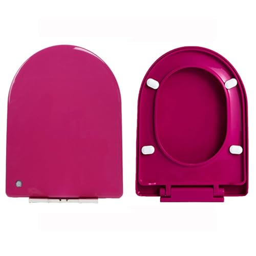 Farbiger Toilettensitz D Form Soft Close Toilettensitz mit Schnellfreisetzungen, einfache Installation mit Top -Befestigung und verstellbaren Scharnieren, farbiges PP -Material, Fuchsia von AITEKODVG