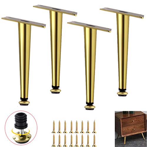 Goldene Metallmöbel Beine Einstellbare Höhe 40,5 cm Set von 4 sich verjüngten Sofa -Tischschrank Füße Unterstützung für TV -Eisen -Austauschbeine für Möbelschreize mit 0 1 cm Einstellbarkeit von AITEKODVG