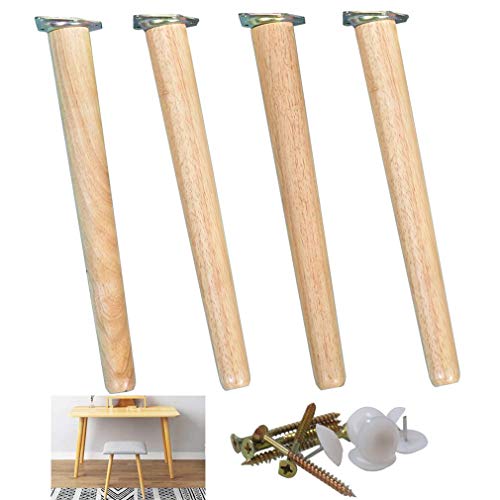 Massive Holzmöbel Beine Set aus 4 Buchen Tischbeinen mit neigungs konischem Design -Ersatzbeine für Tischschrank Couchtisch Bankbuchhandschgang TV -Schrank enthalten Montagezubehör 45 cm/17. von AITEKODVG
