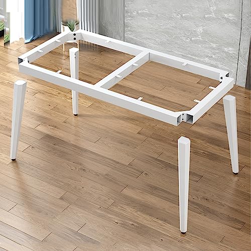 Metall Esstisch Bein industriell rechteckiger Rahmen DIY Möbelbeine mit Schrauben Verstellbare Bodenschutzschützer Schwerlastkaffeetisch Schreibtisch Workbench Schrankbein (weiß 160 x 60 x 72,5 cm) von AITEKODVG