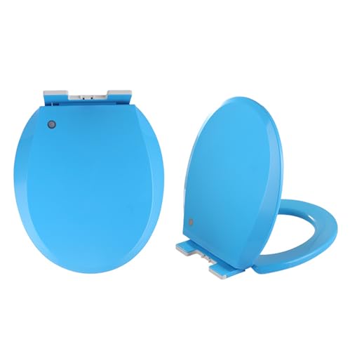 Runde Toilettensitz Soft Close farbig - verdickter PP Material Weiche, enge Toilettensitz gefärbt - langsamer, schneller Freisetztoilettensitz, blau von AITEKODVG