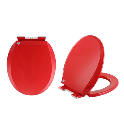 Runde Toilettensitz Soft Close farbig - verdickter PP Material Weiche, enge Toilettensitz gefärbt - langsamer, schneller Freisetztoilettensitz rund, rot von AITEKODVG