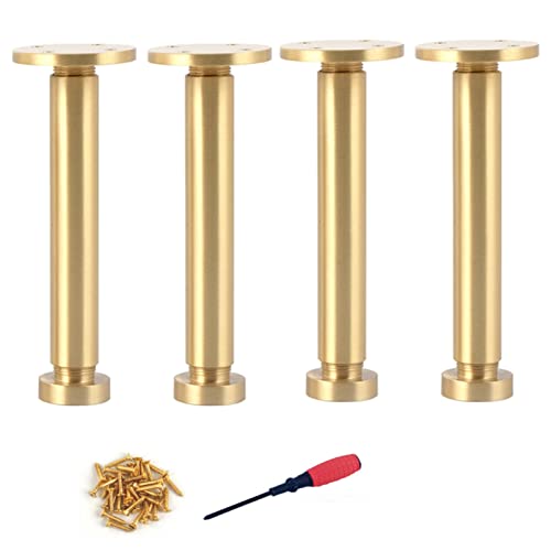 Solid Messingmöbel Beine 4 Packung Verstellbare Metallbeine für Schrank Couchtisch TV -Ständer stilvoller Sofa -Stützbeine verbessern Ihre Badezimmerschrank -Couch oder Stuhl Elegantes Gold Finish von AITEKODVG