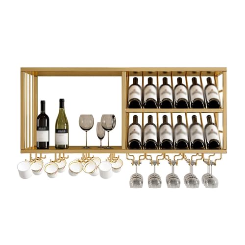 Wandbehang-Lagerregale – hängendes Weinregal, schwebende Wandregale, dekoratives Wandregal im europäischen Stil, Bar-Ausstellungsständer, Weinglasregal aus Eisen (Farbe: Schwarz, Größe: 120 x 30 x von AITEKODVG