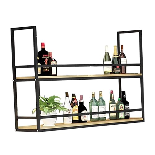 Weinregal an der Decke – hängendes Weinglasregal, an der Decke hängendes Weinregal, an der Decke hängendes Weinregal aus massivem Holz, schmiedeeisernes Küchenlagerregal, einfach zu installierendes von AITEKODVG